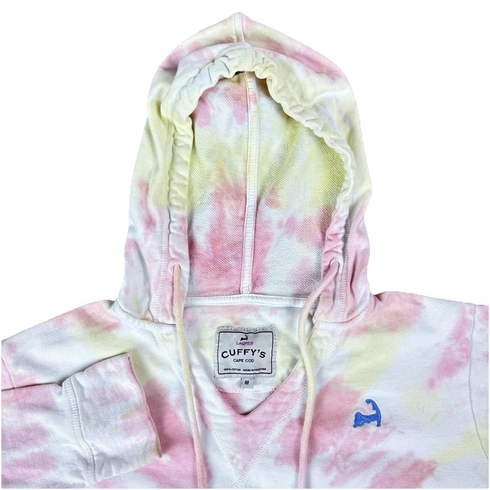 Cuffys of Cape Cod Womens Hoodie Pullover Tie Dye Cotton Casual Pastel Cozy M